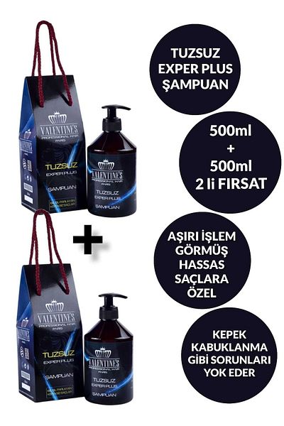 VALENTINES PROFESSIONAL Exper Plus Shampoo - 2-Pack Deal, Special for Sensitive Hair, Anti-Dandruff and Shelling