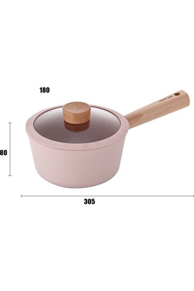 NEOFLAM Fika Blossom 18 Cm Sos Cam Kapaklı Seramik Kaplama Döküm Tencere