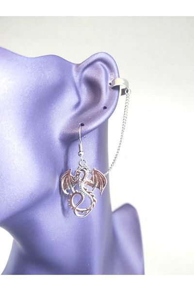 Fugusugu Drago Tragus Compression Chain Earrings