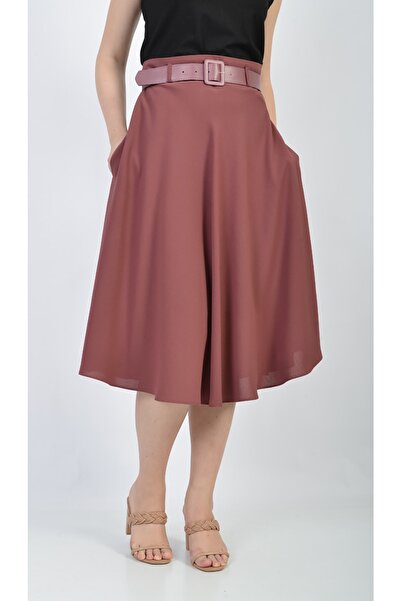 SORALLİNE Γυναικεία φούστα με φαρδύ κάτω μέρος 75 εκ. Μήκος Εταμίν Μοτίβο 780 Τριαντάφυλλο