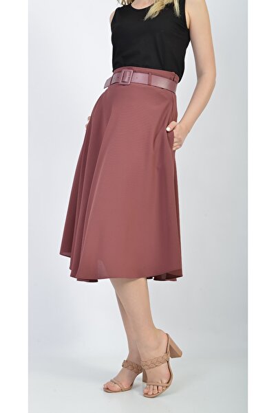 SORALLİNE Γυναικεία φούστα με φαρδύ κάτω μέρος 75 εκ. Μήκος Εταμίν Μοτίβο 780 Τριαντάφυλλο