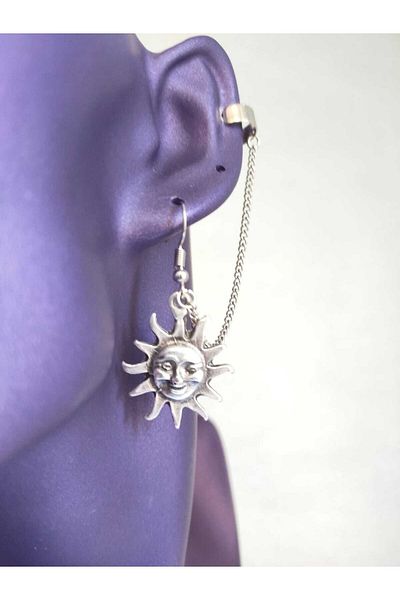 Fugusugu Happy Sun Tragus Compression Chain Earrings