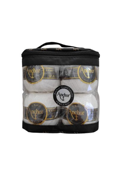 Anchor Capa No 50 White Mercerized Lace Thread Set of 4 with Bag