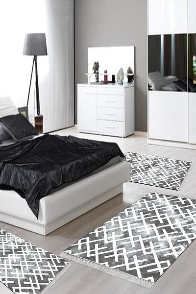 Alanur Home Eko Djt Πλενόμενη αντιολισθητική βάση 3 τεμαχίων υπνοδωματίου S5039 Nordic Grey