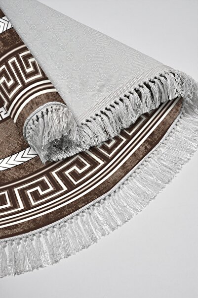 Alanur Home Eco Djt 2 Piece Washable Base Oval Bathroom Mat 651m Modern Brown (60 X 100 - 50 X 60)