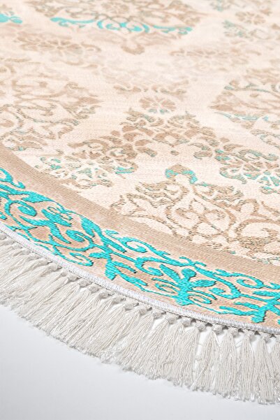 Alanur Home Eco Trend Djt Washable Non-Slip Base Oval 3-Piece Bedroom Set 1376 Classic Turquoise