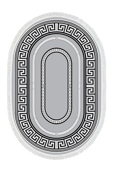 Alanur Home Eko Trend Djt 2 Pack Πλενόμενη αντιολισθητική βάση Οβάλ Χαλάκι μπάνιου 651m Μοντέρνο Γκρι (60 X 100 - 50 X 60)
