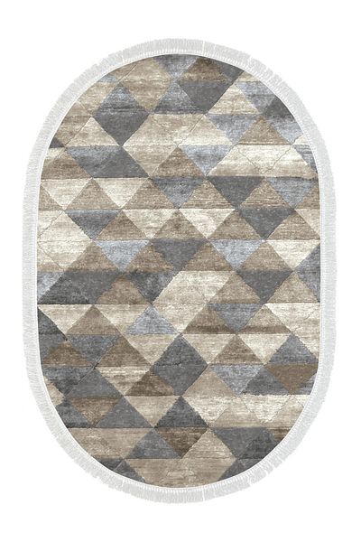 Alanur Home Eko Trend Djt 2 Li Πλενόμενη Βάση Οβάλ Χαλάκι Μπάνιου 661 Nordic Beige (50 X 80 - 40 X 50)