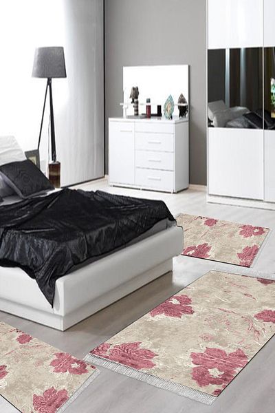 Alanur Home Eko Trend Djt Πλενόμενη Αντιολισθητική Βάση 3 τεμαχίων Υπνοδωμάτιο Σετ 660m Ακουαρέλα σε σκόνη
