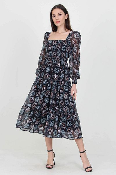 Neşeli Butik Rochie din șifon cu model Gipeli negru pentru femei negre Nb 100361