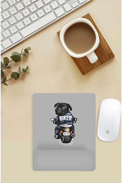 Gizeo Concept Mouse Pad cu model Biker Pug cu suport pentru încheietura mâinii