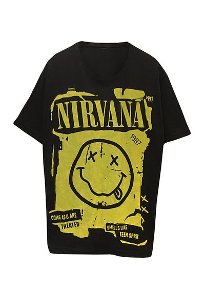 Olympus plus Tricou supradimensionat unisex cu imprimeu Nirvana Rock Music