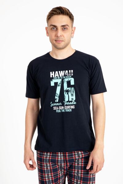 TAMPAP Set pijama cu mânecă scurtă cu imprimeu pentru bărbați 2170-k