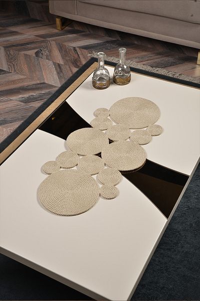 Natural Dowry Rustic Cream Washable Polyp Wicker Rope Living Room Dining Table Coffee Table Kitchen Cloth Runner