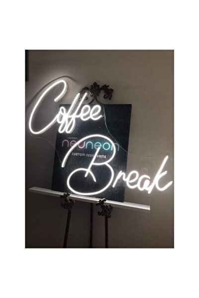 TuransoyCraft Neon Led Dekoratif Duvar Yazısı Tablo Coffe Break 70x40cm
