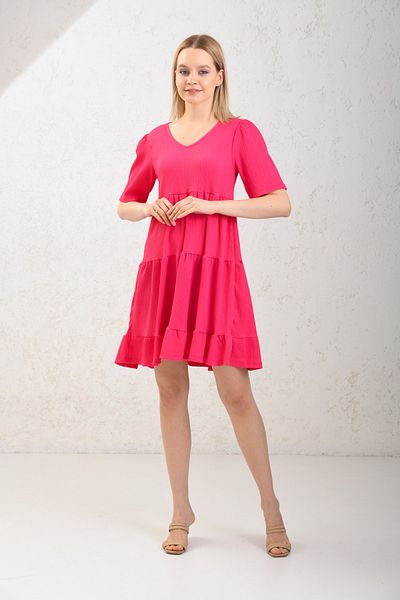 VOLT CLOTHİNG Women's Short Sleeve Seersucker Dress
