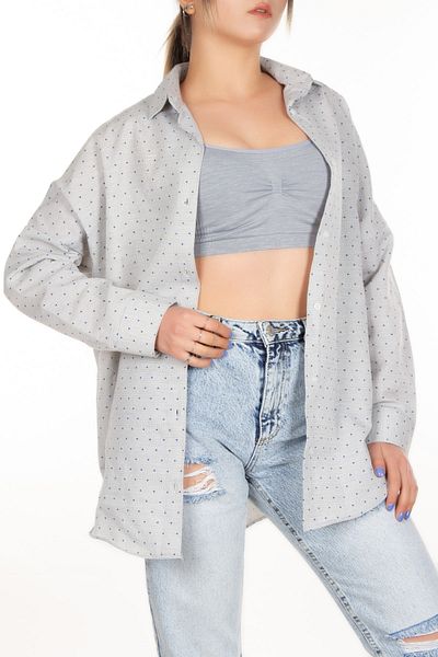 BENESSE Cămașă Dobby lungă oversize de damă
