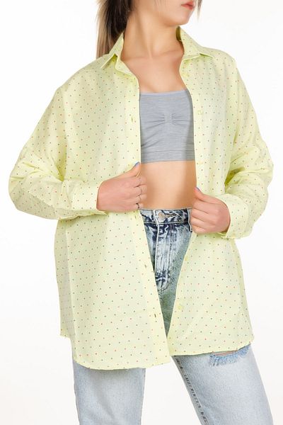 BENESSE Cămașă Dobby lungă oversize de damă