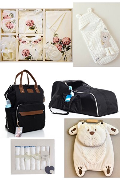 Sahra 6 Parça Stil Yenidoğan Doğum Seti-10'lu Hastane Çıkış,kundak,çanta,port...