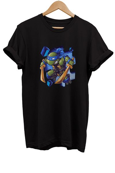 remonz Ninja Turtles Leonardo 100% βαμβακερό μπλουζάκι Basic T-shirt κανονικού μεγέθους