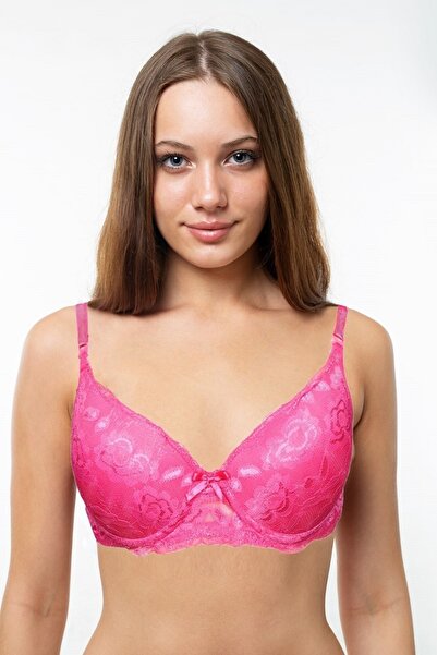 A&K ZÜMRA Γυναικείο ροζ σουτιέν με επένδυση και δαντέλα
