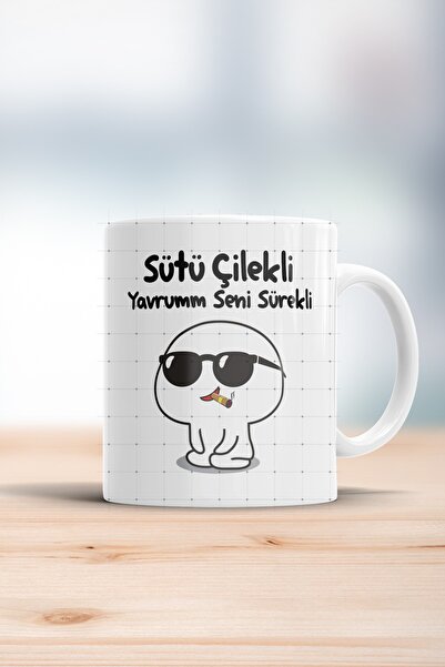 WixelArt Sütü Çilekli Yavrum Seni Sürekli Kupa Bardak