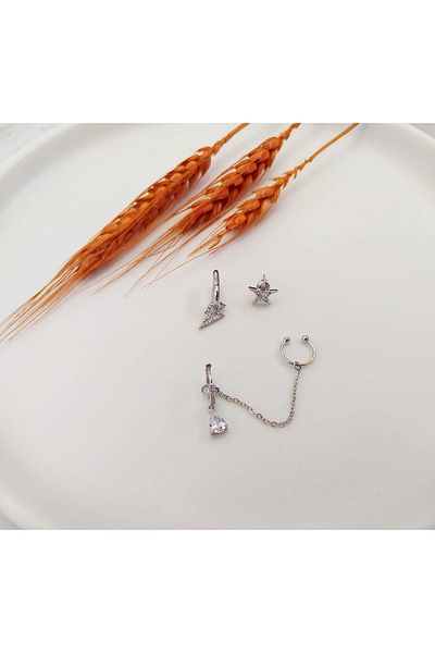 Eva Takı Lightning - Star Earrings Set of 4