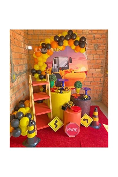 LOTUS PARTY 50 Pieces - Construction Themed Balloon Chain Set - Yellow - Oran...