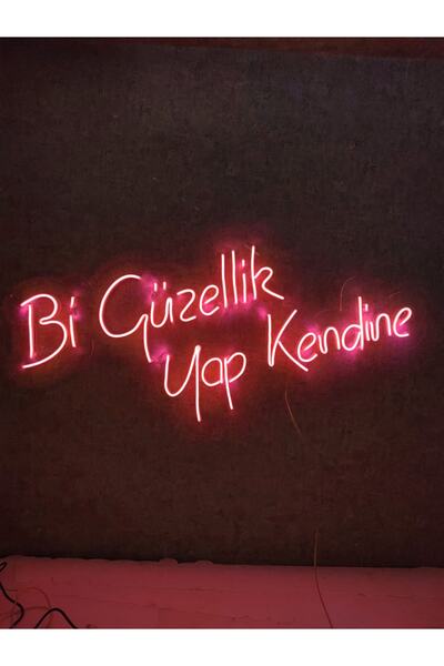 dekoraven Bi Güzellik Yap Kendine Neon Yazı Neon Tabela Dekoratif Aydınlatma(60x30cm)