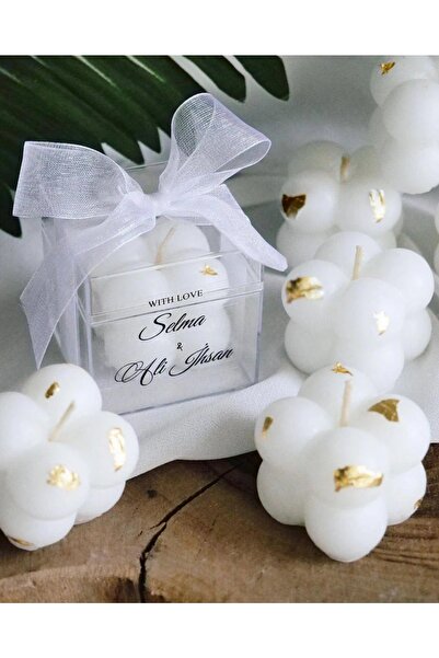 Ceyseet Söz&nişan&düğün Hediyelik Mini Baskılı Bubble Mum 25 Adet