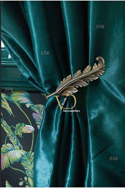 Doğukan perde aksesuarları Adel Sleeves Antique Yellow Background Curtain Collection (1 Pcs)