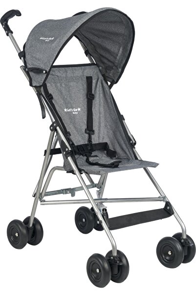 LETS GO BABY Pratik Gri Gümüş Baston Bebek Arabası