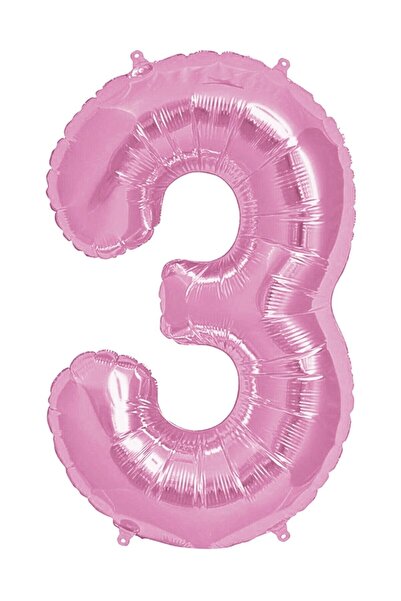 BEST PARTİ DOĞUM GÜNÜ PARTİ SÜSLERİ Foil Balloon 34 Inch 80 Cm 3 Number Pink