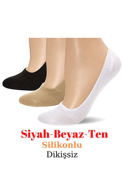 socksbox 3 чифта дамски бамбукови безшевни силиконови чорапи за балерини / черно-бяла кожа / 35-40