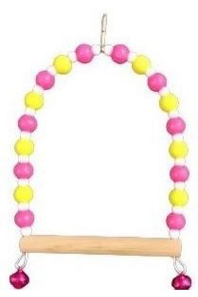 TUĞRA PET MARKET Budgie, Bird Swing, Bird Bell, Ring Toy and Swing Set Colorful Pink Set