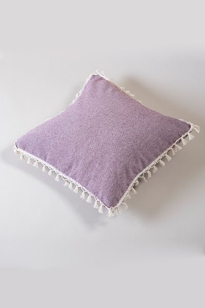 vivamaison Față de pernă cu pompon din bumbac roșu Claret cu design special unic, 43x43 cm