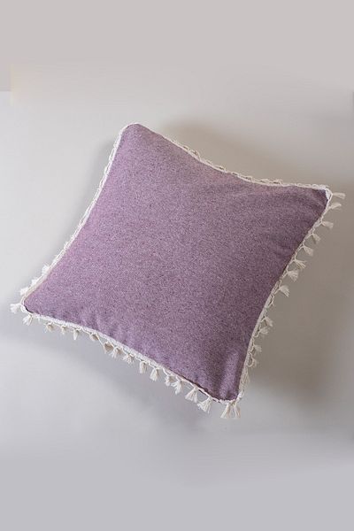 vivamaison Față de pernă cu pompon din bumbac roșu Claret cu design special unic, 43x43 cm
