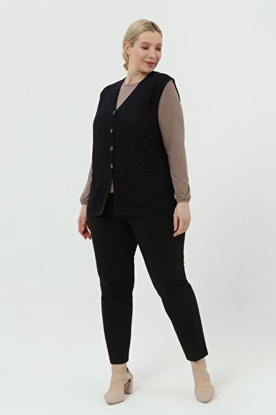 TEK Summer Classic Mercerized Diamond Openwork Large Size Mother Vest with Pockets