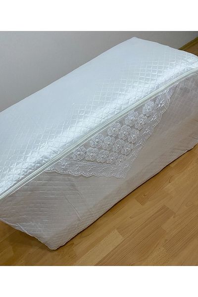 AYHANHOME Бял сатен 50x50x100 - перли, ватирани остатъци от юргани и пакет от зестра
