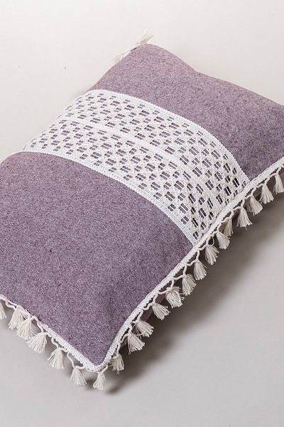 vivamaison Husă de pernă cu design special, bumbac, roșu, cu dantelă, 35x55 cm