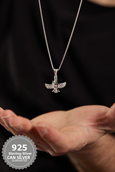 CAN SİLVER 925 Ayar Çift Kanat Kızılderili Figürü Özel Tasarım Gümüş Erkek Kolye