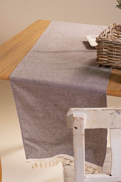 vivamaison Țesătură Bumbac cu ciucuri uni Roșu Claret 45x150 Cm Față de masă Runner