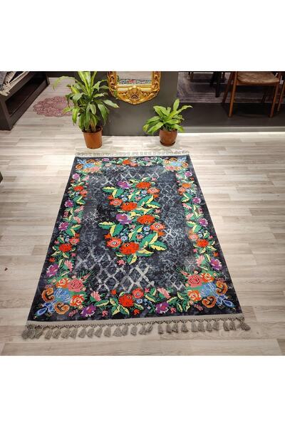 EVA LIFE Karabağ Elit Desenli Saçaklı Salon Halısı Şönil Pamuk-polyester Halı