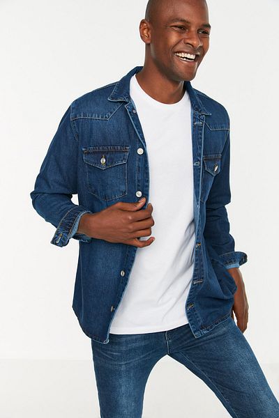 Trendyol Collection Světle námořnická modrá košile Regular Fit Jacket Shirt - TMNSS21CE0273