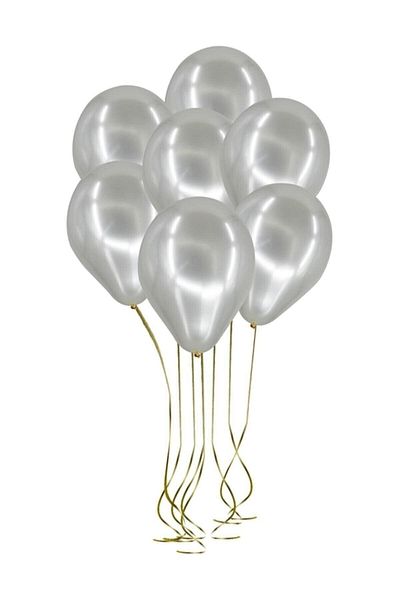 DÜVENCİ TİCARET Metallic Silver Balloon 10pcs M128