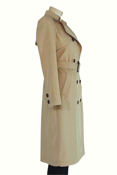 TARZIM BUTİK Women's Beige, Pocketed Slit Lined Water Repellent Trench Coat