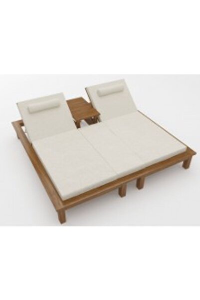 BUĞLEM Lüks (150x200)10cm Sert Sünger 2yastık Ahşap Şezlong+hareketlisehpa
