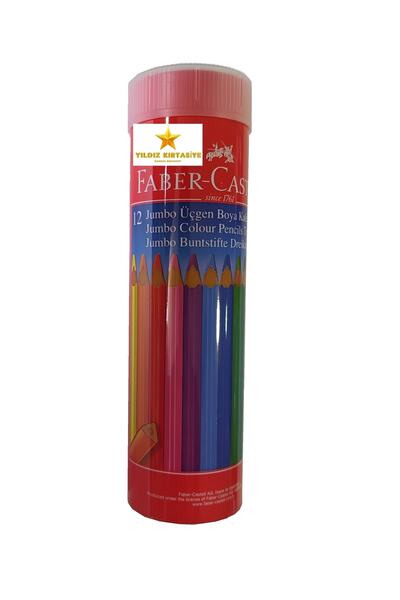 Faber Castell 12 Renk Yuvarlak Metal Kutu Üçgen Jumbo Kuru Boya 116615.