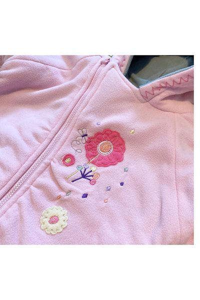 iplay 12-18 Months, One Size, Flower Double Layer Eco Fleece Hooded Baby Astronaut Jumpsuit