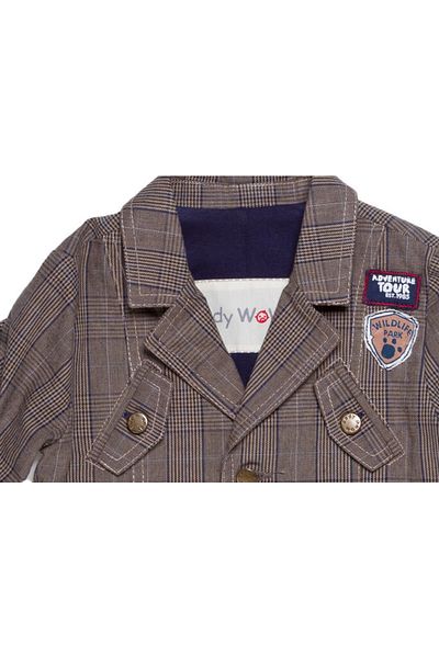andywawa Baby Boy Checkered Winter Patched Jacket